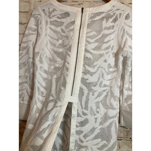 Nic + Zoe Top Womens Small White Mesh Semi Sheer Beachy Tropical Coquette Zip - Picture 13 of 14